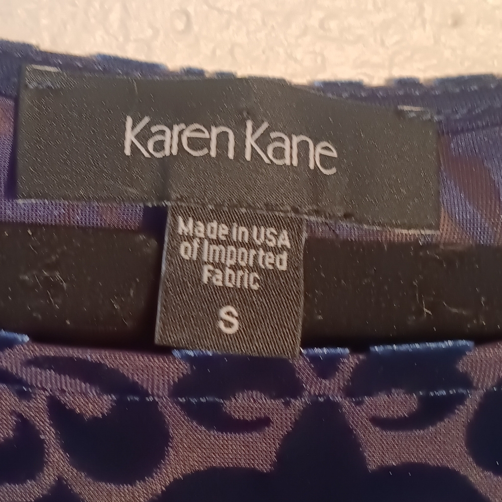 Karen Kane Top Women's Size Small Blue Velvet Burnout Top Blue Boat Neck - Picture 3 of 9